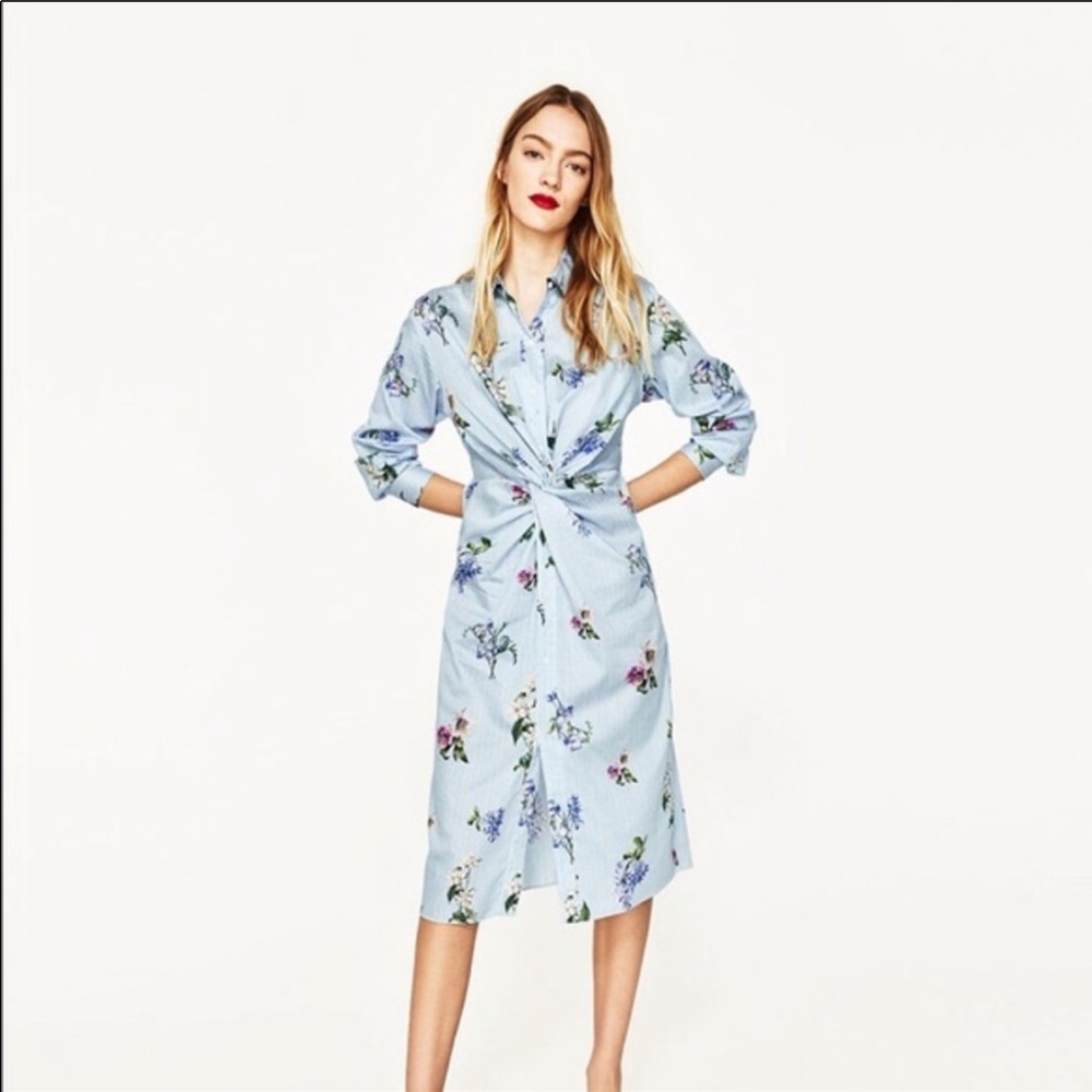 Zara Floral Twist Front Dress